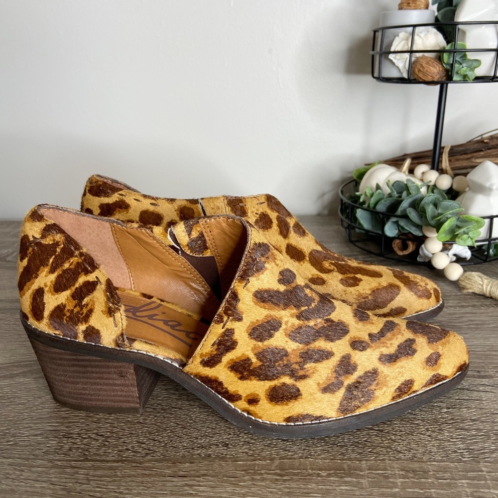 Zodiac Maddie Genuine Calf Hair Half d'Orsay Leopard Print Bootie Size 8.5